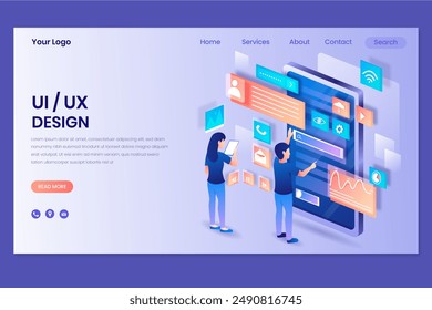 Gradient ui ux landing page vector design in eps 10