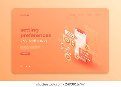 Gradient ui ux landing page template vector design in eps 10