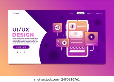 Gradient ui ux landing page template vector design in eps 10