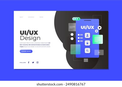 Gradient ui ux landing page template vector design in eps 10