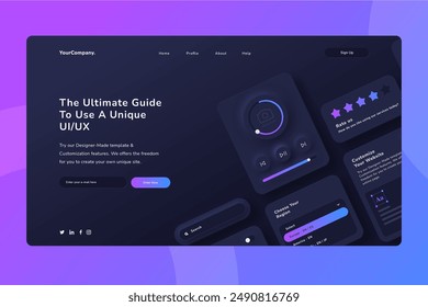 Gradient ui ux landing page vector design in eps 10