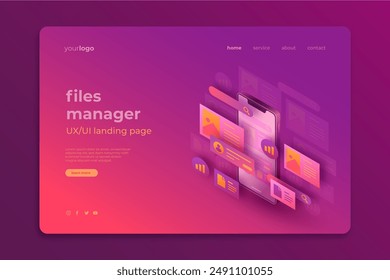 Gradient ui ux landing page template vector design in eps 10