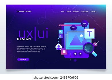 Gradient ui ux landing page Plantilla diseño de Vector en eps 10