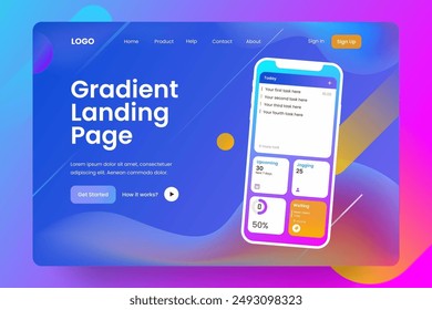 Gradient ui ux Landing Page Vektorgrafik Design in eps 10