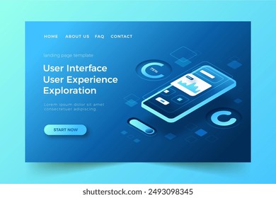 Gradient ui ux landing page vector design in eps 10