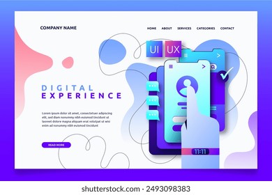 Gradient ui ux landing page diseño de Vector en eps 10