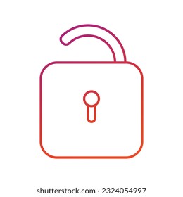 Gradient Unlock line icon. Vector linear illustration of open padlock.