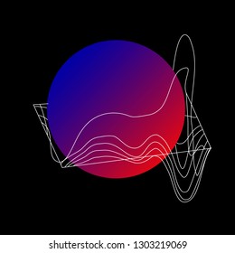 Gradient unusual ball with lines that surround the ball. Futurism, the image of an unusual planet.