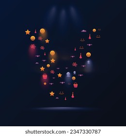 Gradient v letter logo design template with halloween elements