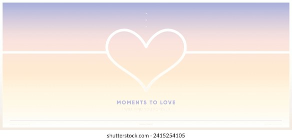 Gradient Valentine's Day Background with Heart Symbol. Lovely Aesthetic Banner Template with Heart Silhouette. 