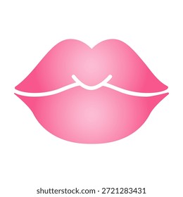 Icono de labios románticos del Día de San Valentín degradado. Gradiente lleno, vibrante y editable que simboliza el amor, los besos, la pasión y la belleza. Ideal para tarjetas, App y marca festiva.