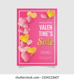 Plantilla de volante vertical de día de San Valentín degradado. - Vector.