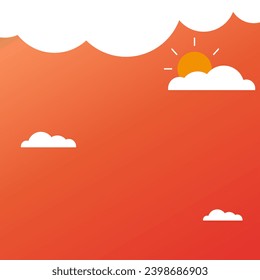 Gradient vector background of blue and orange sky, clouds and sun for sales promotions and advertising design as well as children's content on social media