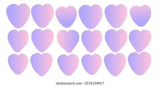 gradient vector doodle hearts shapes set. Elements for decoration design mail posts postcards poster print invitation stickers