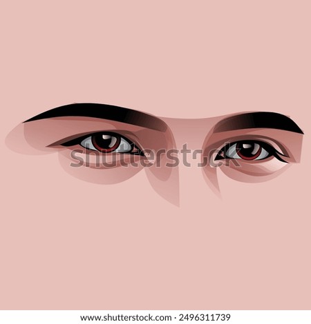 Gradient Vector Illustration of the beautiful eyes of a father, who is staring intently at an object.
