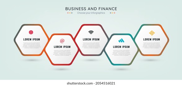 Gradient Vector Infographic label design template with icons and 5 options or steps. Can be used for process diagram, presentations, workflow layout, banner, flow chart, info graph design.eps
