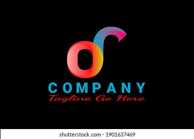Gradient vector logo element with a swan illustration with initials "S" or "d" or "or" or "dr" or "OS". Usable for general business logos.