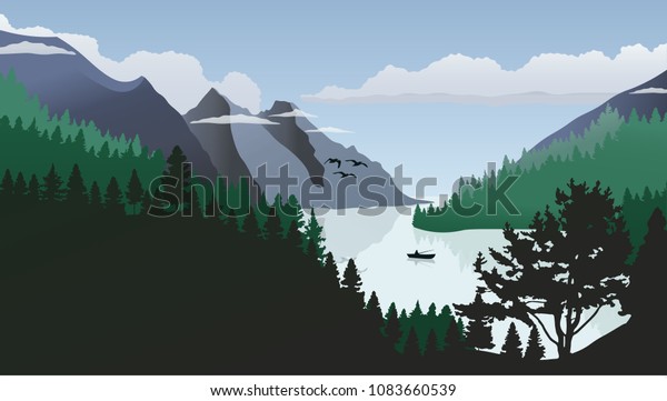 Gradient Vectors Landscape Illustration Mountain Scenery Stock Vector ...