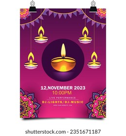 Plantilla de volante vertical degradado para celebración Diwali