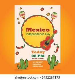 Gradient vertical poster template for mexico independence day celebration