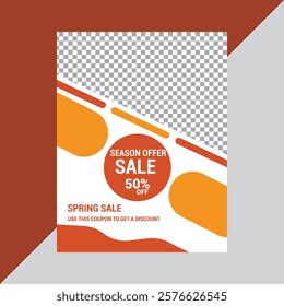 Gradient vertical sale poster template with photo