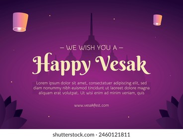 Gradient vesak greeting card template design