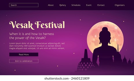 Gradient vesak landing page template design