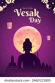 Gradient vesak poster template design