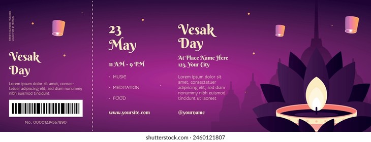 Gradient vesak ticket template design