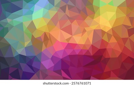 Gradient vibrant color low-poly illustration, blurred triangle design