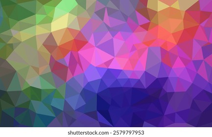 Gradient vibrant color low-poly illustration, blurred triangle design