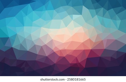 Gradient vibrant color low-poly illustration, blurred triangle design