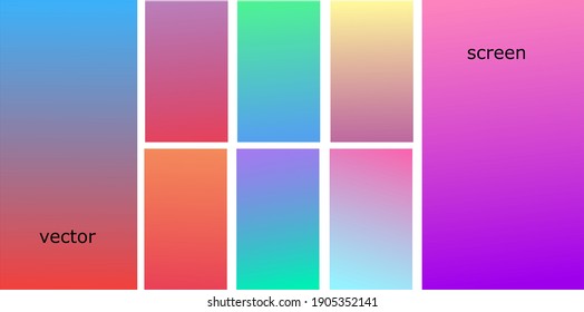 Gradient vibrant colorful background design. Multicolor design templates. Gradient abstract smooth wallpaper set