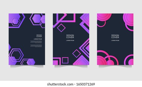 Gradient violet and blue shapes dark background covers. - Vector.