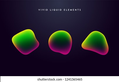 Gradient vivid shapes. Modern abstract colorful vector fluid collection.