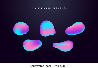 Formas vívidas degradadas. Colección moderna de fluidos vectoriales abstractos.