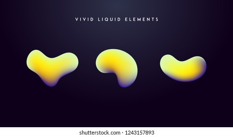 Gradient vivid shapes. Modern abstract colorful vector fluid collection.