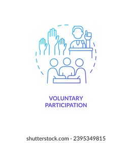 Gradient voluntary participation icon concept, isolated vector, lobbying government thin line illustration.