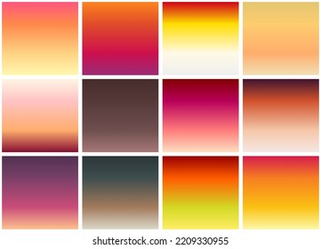 Gradient warm color trend. Popular color palettes. An example of pastel color. Harmony and future color guide. Vector eps 10.