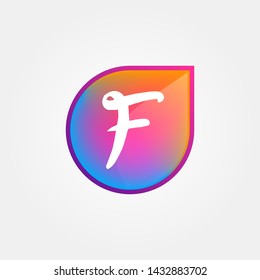 Gradient Water Drop Letter F Logo Line Modern Elegant Premium Vector