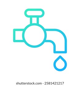 Gradient Water Tap Icon with a Dripping Drop