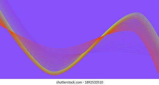 Gradient wave abstract line background Colorful dimensions on purple background separated vector illustration