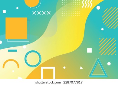 Gradient wave background with elements. Vector illustration.