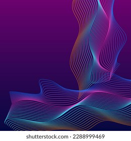 Gradient Wave Background Violet Vector. Modern Template. Rainbow Ribbon Isolated. Minimal Curve Illustration. Multicolored Soft.