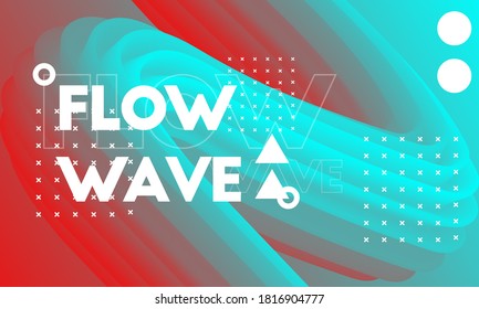 Gradient wave cyan and red color flowing curve