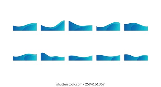 Gradient Wave Footer Set Illustration