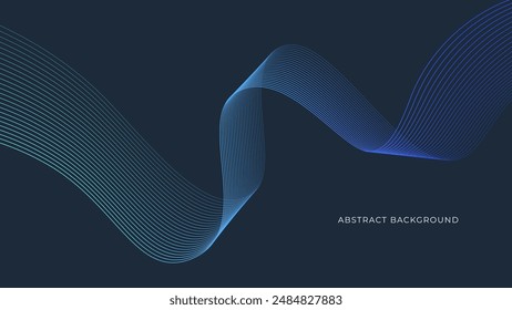 Gradient wave line abstract on dark blue background. Futuristic technology concept. Suit for banner, poster, cover, brochure, flyer. Vector illustration