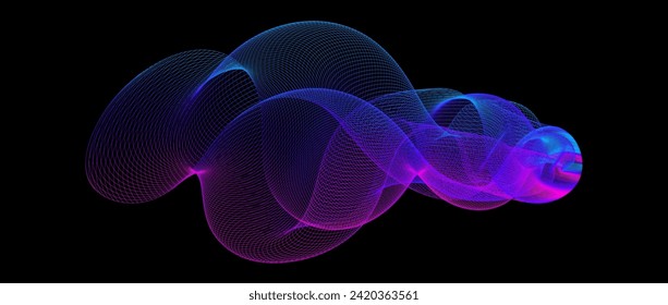 Gradient wave line blend form. Abstract blue purple flowing lines design element. Dynamic neon line smoky shape. Sound wave or ai illustration concept vector illustration. Vector background