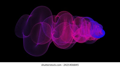 Gradient wave line blend form. Abstract blue purple pink flowing lines design element. Dynamic neon line smoky shape. Sound wave or ai illustration concept vector illustration. Vector background