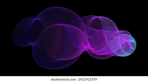 Gradient wave line blend form. Abstract blue purple flowing lines design element. Dynamic neon line smoky shape. Sound waves or ai illustration concept. Vector organic curved pattern background